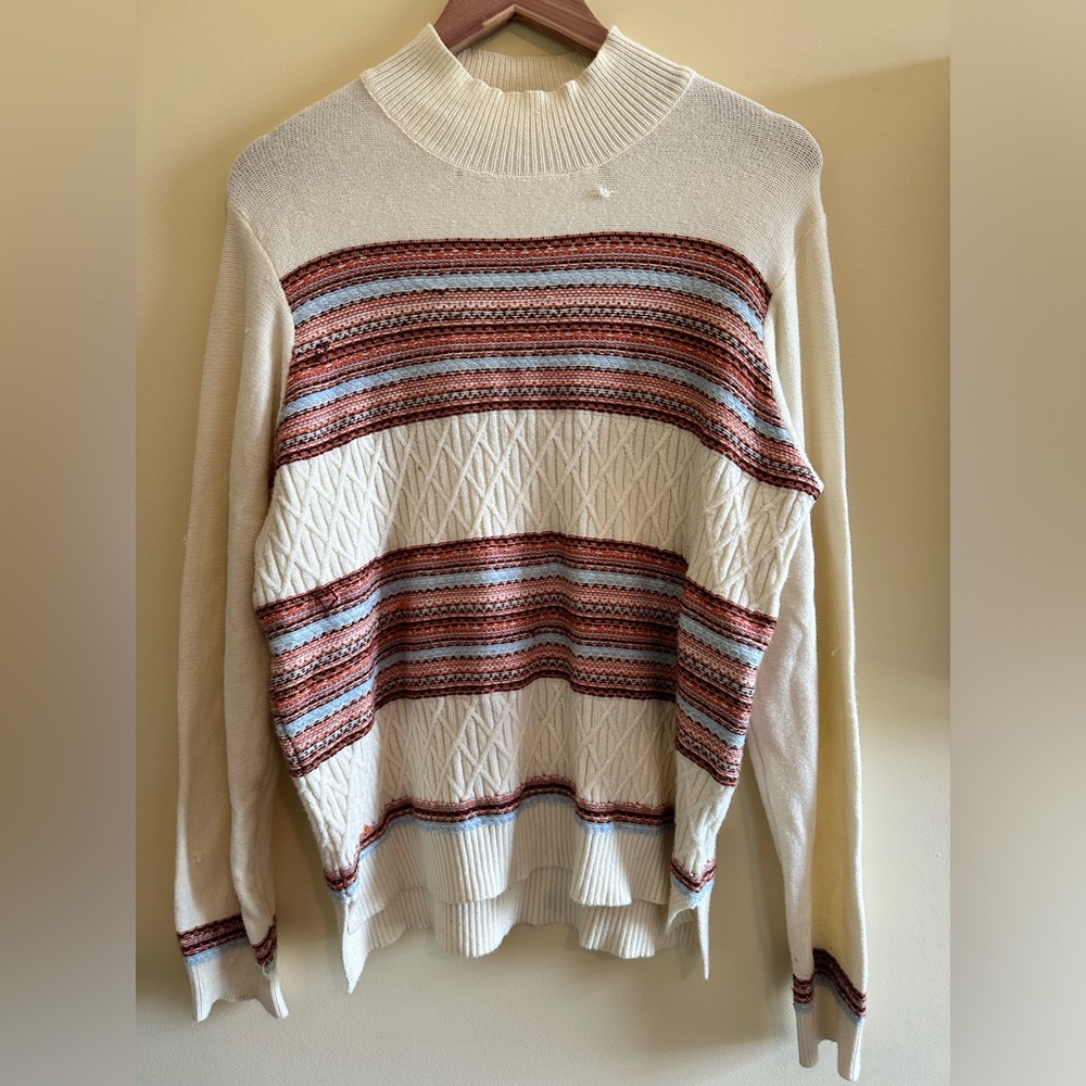 Mystree Stripped Turtle Neck Long Sleeve Sweatshirt | Size L